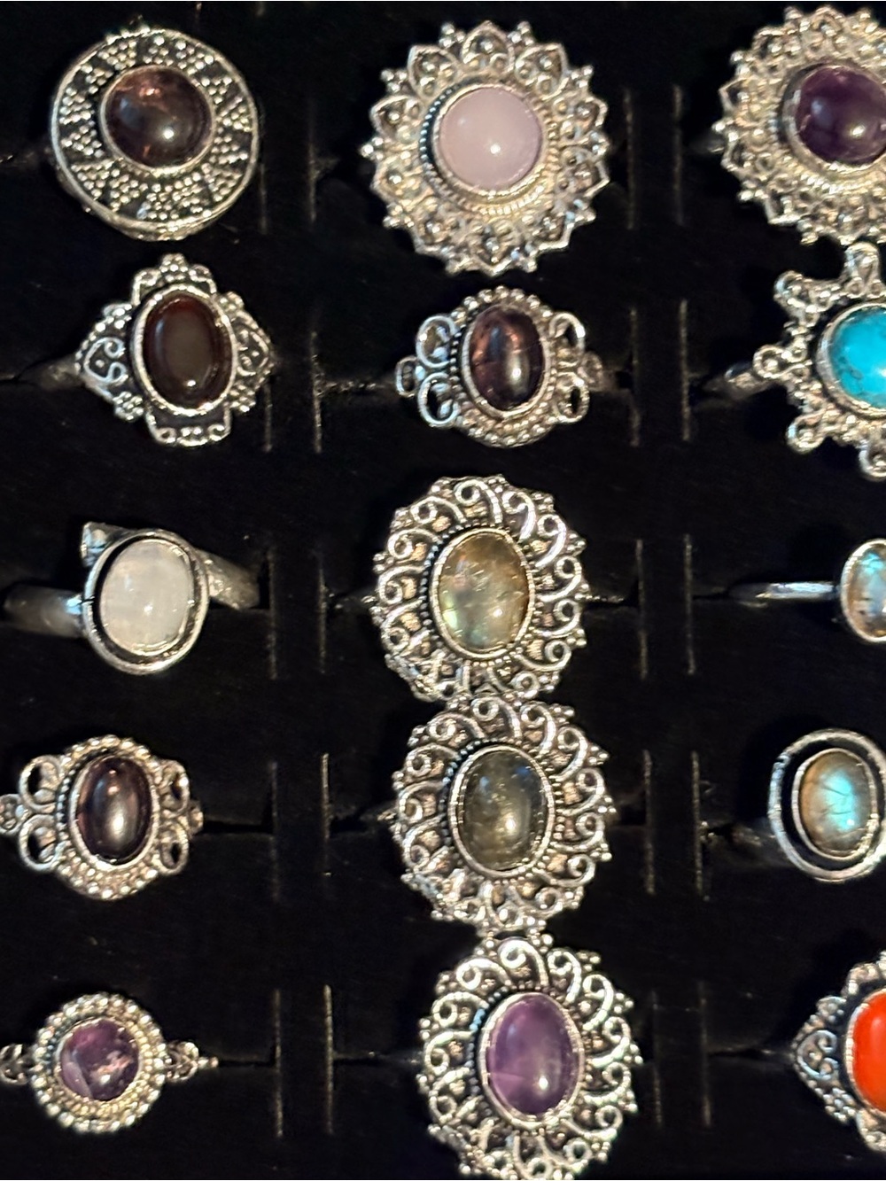 Gorgeous Gemstone Rings .925 Sterling Silver Multicolor - Women Jewelry Sz 5-9.5 - Picture 7 of 11